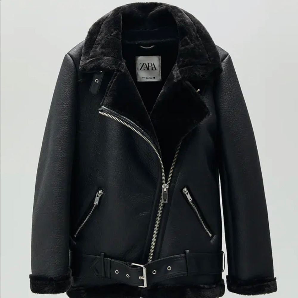 COPY - Zara Double Faced Faux Fur Biker Jacket